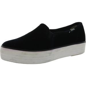 Keds Womens Triple Decker Black Velvet Low Top Platform Sneakers Shoes